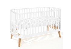 Zaokrąglone łóżeczko dziecięce 2w1 z funkcją sofy (140x70) PRINCIPAL - białe