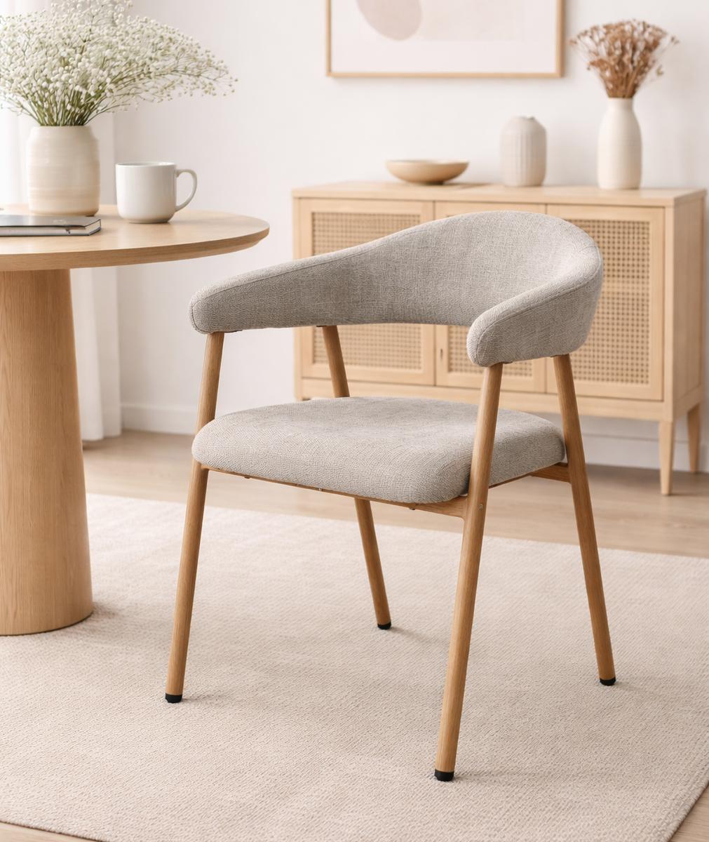 2x krzesło tapicerowane do jadalni VANO stelaż kolor dąb, tkanina szenil jasny beż cena za jedną sztukę 220 zł nr. 10