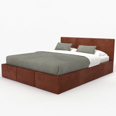 Łóżko tapicerowane do sypialni 180x200x100 cm podwójne z pojemnikiem modne miodowe - Miniaturka zdjęcia nr 11