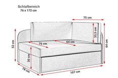 Łóżko dziecięce BETTY 107x64x170 cm rozkładana z funkcją spania i pojemnikiem do pokoju dziecięcego POSO róż-krowy - Miniaturka zdjęcia nr 4