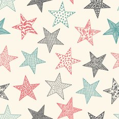 Tapeta dziecięca KOLOROWE gwiazdki w styl vintage, dekoracja nowoczesna - Miniaturka zdjęcia nr 5