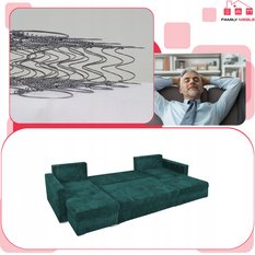 Narożnik Bonito BIG 296x74x104 cm kształt U z funkcją spania i przechowywania Anafi sztruks ciemnozielony - Miniaturka zdjęcia nr 5