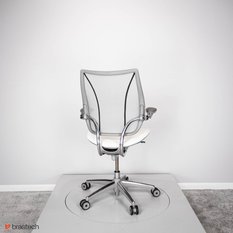 Fotel biurowy Humanscale Liberty – ergonomiczny, siatkowe oparcie, skórzane siedzisko Ticino, mechanizm automatyczny szary - Miniaturka zdjęcia nr 4