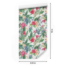 Tapeta Kolorowe KWIATY Liście Tropikalne Akwarela 53x1000  - Miniaturka zdjęcia nr 2