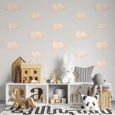 NAKLEJKA NA ŚCIANĘ DO POKOJU DZIECKA  120x60 BEŻOWE CHMURECZKI - Miniaturka zdjęcia nr 4