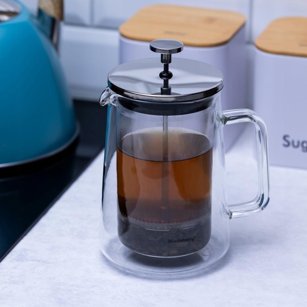 Szklany ZAPARZACZ TŁOKOWY Do HERBATY Ziół KAWY French Press 600ml 7685 nr. 3