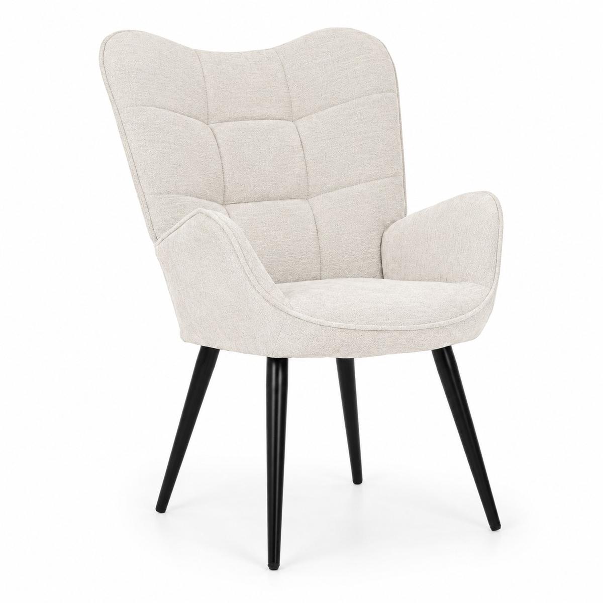 Fotel VIA tapicerowany wypoczynkowy 69x63x89 cm do salonu biura nogi czarne, szenil kremowy nr. 4