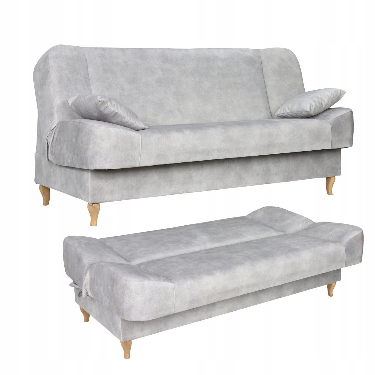 Wersalka SARA 200x95 cm jasnoszara rozkładana kanapa z pojemnikiem sofa do salonu Aura