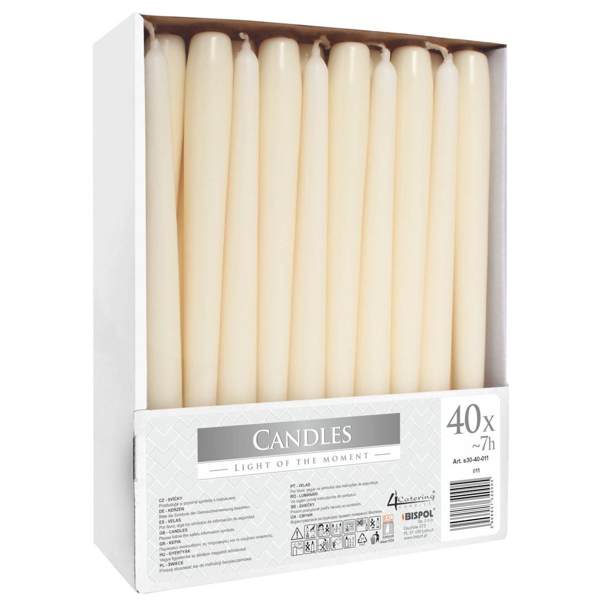 Świece Bispol Candles 7h 40 sztuk ecru