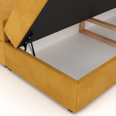 Łóżko kontynentalne 160x200x113 cm tapicerowane podwójne z materacem żółte - Miniaturka zdjęcia nr 13