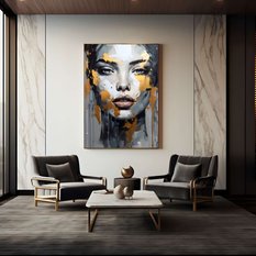 Obraz Do Salonu Złoty PORTRET Twarz Usta 80x120cm - Miniaturka zdjęcia nr 6