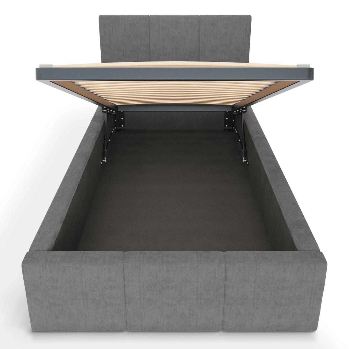 Łóżko Pojedyncze 90x200cm łóżko tapicerowane z pojemnikiem szare do sypialni wezgłowie 88 cm nr. 9