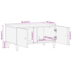 Szafka RTV  80x50x40 cm z półkami i drzwiczkami lite drewno mango do salonu - Miniaturka zdjęcia nr 10