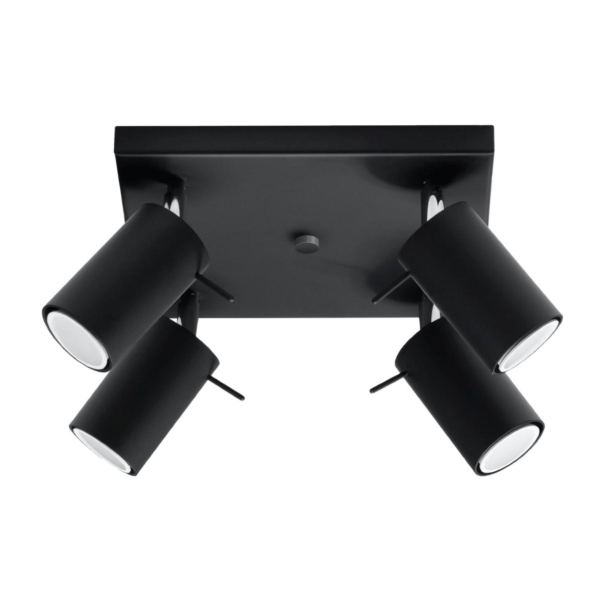 Plafon RING 4 czarny 16x25x25cm nowoczesna lampa GU10 do salonu 