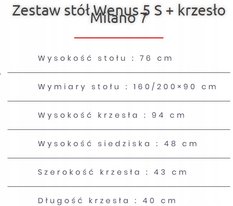 Zestaw do jadalni stół LUDWIK 160/200x90 cm rozkładany + 6 krzeseł MILANO orzech - Miniaturka zdjęcia nr 4