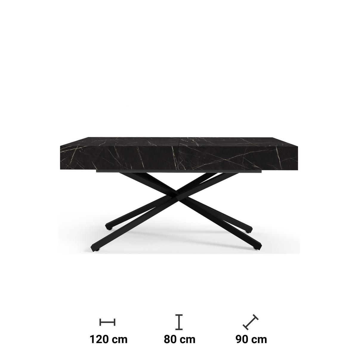 Stół rozkładany 120x90x80 cm prostokątny Aurora X black pietra grigria do jadalni nr. 7