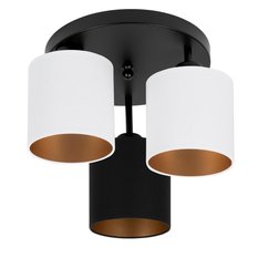 Lampa sufitowa 30x30x31 cm trzypunktowa z abażurami gwint E27 czarna z czarno-białymi abażurami do salonu - Miniaturka zdjęcia nr 1