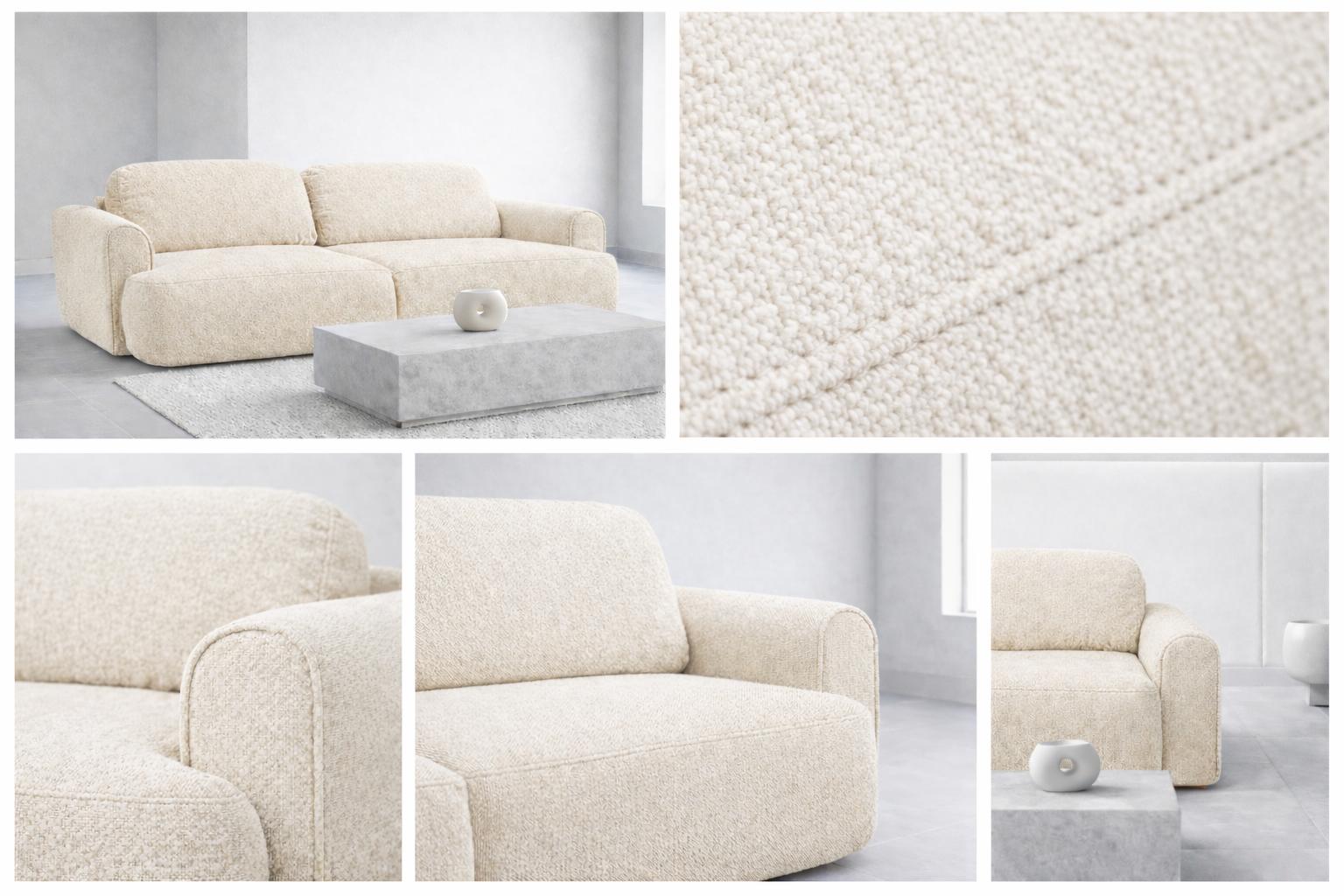 Kanapa rozkładana ITALY 250x100x82 cm trzyosobowa tkanina LOOP 02 sofa z funkcją spania kremowa nr. 4