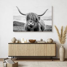 Obraz Do Salonu Krowa Szkocka Klify Czarno-Biały  30x20 Krajobraz Natura - Miniaturka zdjęcia nr 3