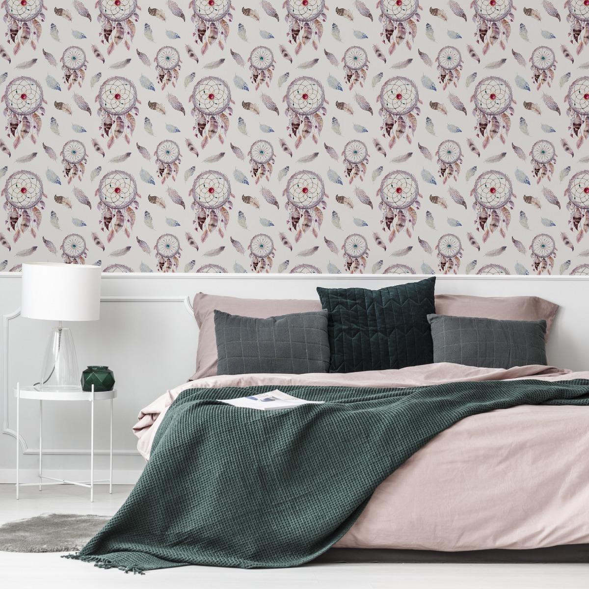 Tapeta Do Sypialni ŁAPACZE SNÓW Boho Pióra Ozdoba  nr. 6