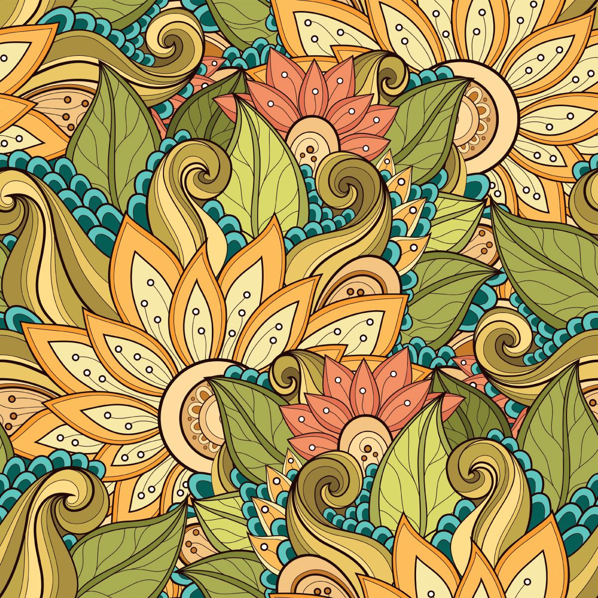 Tapeta Dekoracyjna KWIATOWE Ornamenty Liście Wzór  nr. 5