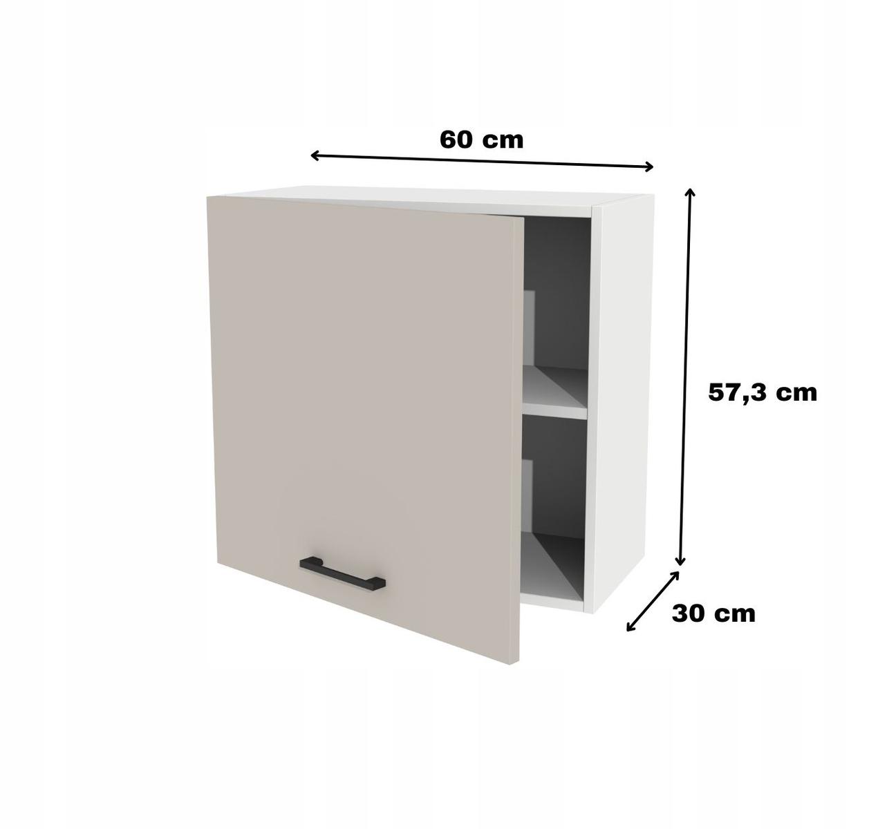 Szafka kuchenna górna wisząca 60x57x30 cm witryna kaszmir do zestawu czarne uchwyty do kuchni nr. 2