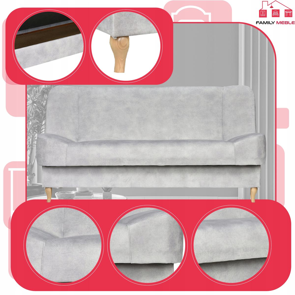 Wersalka SARA 200x95 cm jasnoszara rozkładana kanapa z pojemnikiem sofa do salonu Aura nr. 4