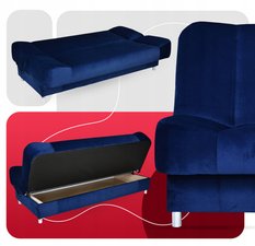 Wersalka SARA 200x95 cm granatowa rozkładana kanapa z pojemnikiem sofa do salonu New Velo - Miniaturka zdjęcia nr 3