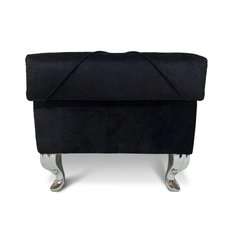 Pufa LUDWIK 45x45x43 cm glamour z kryształkami elegancka czarna do salonu - Miniaturka zdjęcia nr 4