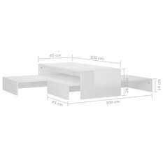 Stoliki kawowe 100x100x26,52 cm 2szt wsuwane białe z połyskiem do salonu - Miniaturka zdjęcia nr 9