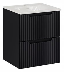 Szafka łazienkowa NOVA 50 cm z umywalką wisząca ryflowane fronty szuflady czarna 