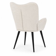 Fotel uszak tapicerowany wypoczynkowy 69x63x89 cm do salonu biura nogi czarne, szenil kremowy - Miniaturka zdjęcia nr 6
