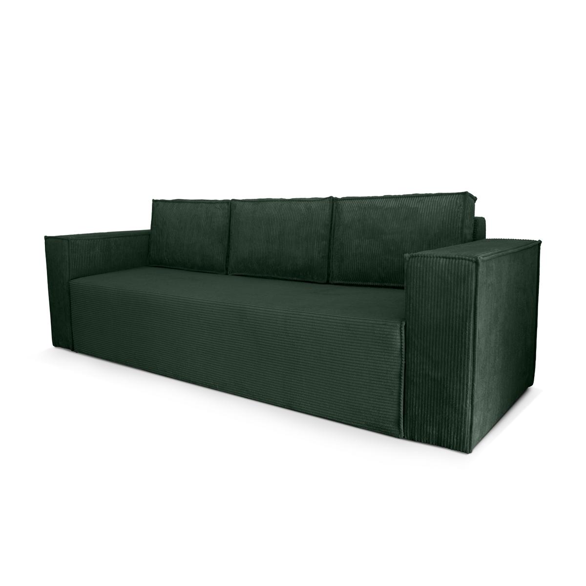 Kanapa Verona 248x96x93 cm z funkcją spania i pojemnikiem sprężyny bonell sztruks butelkowa zieleń do salonu nr. 4