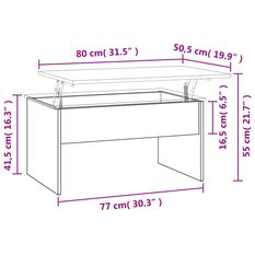 Stolik kawowy 80x50,5x41,5 cm z rozkładanym blatem ze schowkiem biały do salonu - Miniaturka zdjęcia nr 9