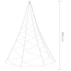 Choinka 3 m ścienna z hakiem świąteczna 260  LED zimna biel na święta do ogrodu - Miniaturka zdjęcia nr 7