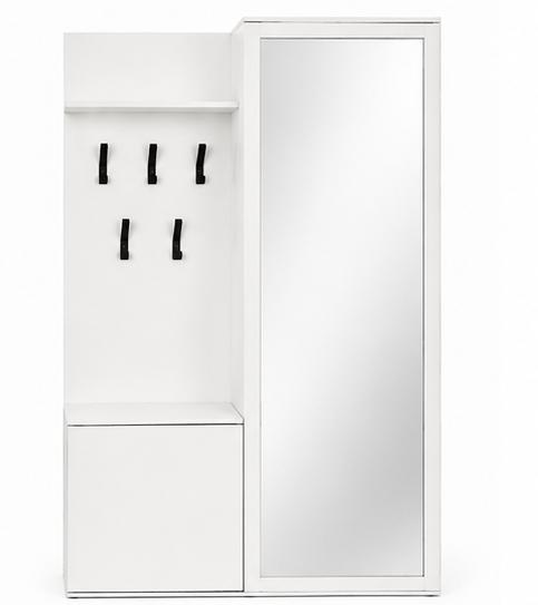 Garderoba do przedpokoju DUO 180x95x35 cm z lustrem wieszakami szafka na buty biały, prawa nr. 2