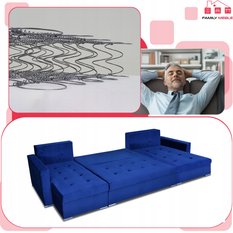 Narożnik Varius BIG 297x74x140 cm kształt U z funkcją spania i przechowywania do salonu Royal niebieski - Miniaturka zdjęcia nr 5