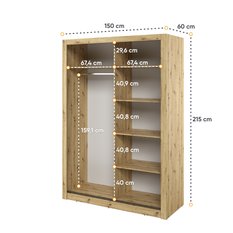 Szafa z lustrem Arti 150 cm do sypialni przedpokoju garderoby dąb artisan - Miniaturka zdjęcia nr 5