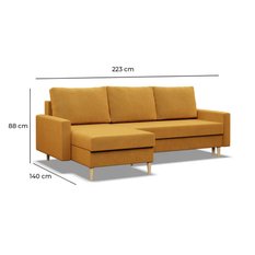 Narożnik Blank 223 cm z funkcją spania żółty - Miniaturka zdjęcia nr 2