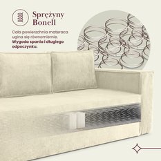 Kanapa rozkładana Verona 248x52x93 cm wersalka z funkcją spania i pojemnikiem sprężyny bonell sztruks beżowa do salonu WERONA - Miniaturka zdjęcia nr 2