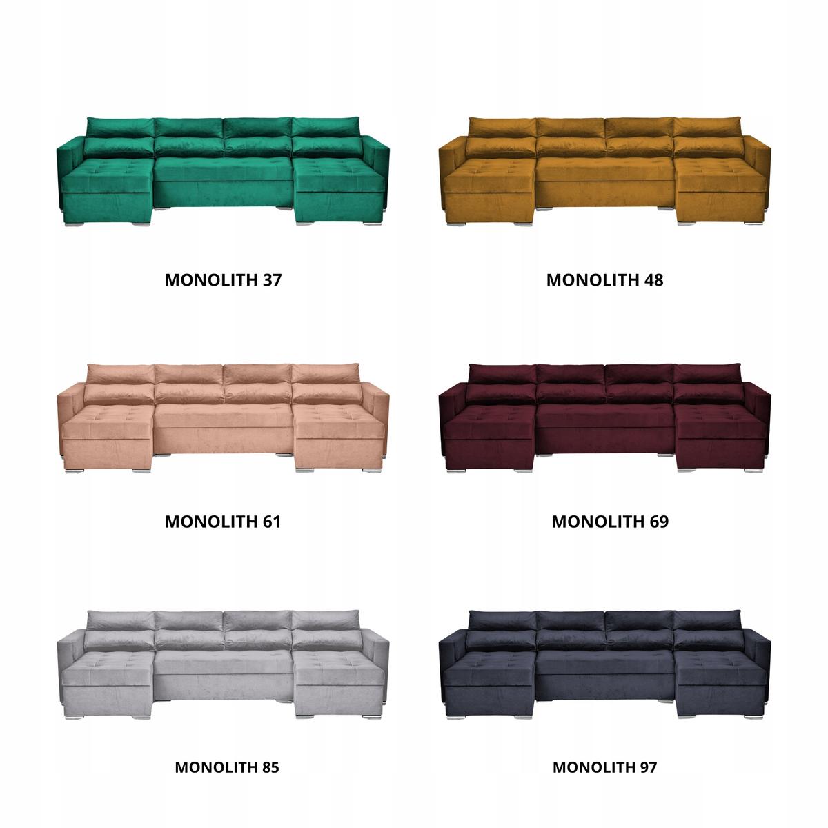 Narożnik Varius BIG 297x74x140 cm kształt U z funkcją spania i przechowywania do salonu Royal zieleń nr. 12