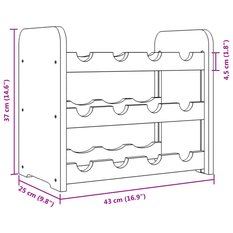  Stojak na wino 43x25x37 cm lite drewno sosnowe 12 butelek do salonu - Miniaturka zdjęcia nr 9