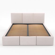 Łóżko tapicerowane do sypialni 180x200x120 cm podwójne z pojemnikiem modne kremowe - Miniaturka zdjęcia nr 13