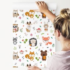 Tapeta Do Pokoju Dzieci ZWIERZĄTKA LEŚNE Roślinki  - Miniaturka zdjęcia nr 4