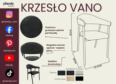 Zestaw 2 krzeseł tapicerowanych do jadalni VANO stelaż czarny, tkanina Aragon ciemnoszary - Miniaturka zdjęcia nr 10
