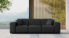 Sofa ogrodowa MALIBU 245x103x88 cm wodoodporna UV 3-os + 2 poduszki do ogrodu czarna - Miniaturka zdjęcia nr 2