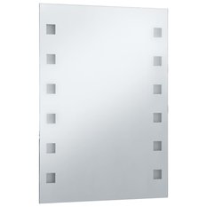 Lustro 60x80 cm  do sypialni łazienki ścienne z LED aluminium szklane srebrny  - Miniaturka zdjęcia nr 1