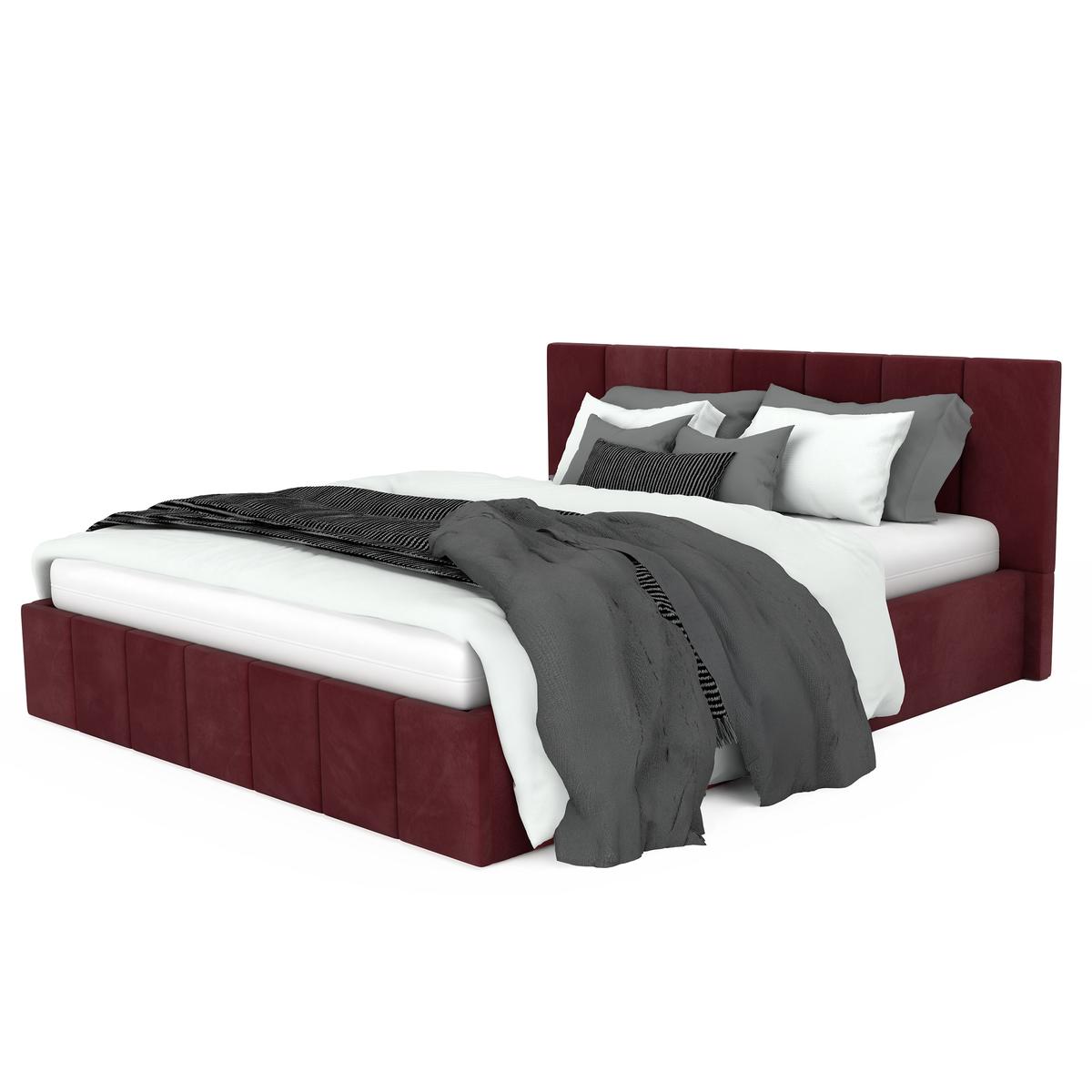 Łóżko tapicerowane 160x200 premium z pojemnikiem do sypialni bordowe wezgłowie 107 cm nr. 8