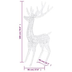 Renifery XXL 180 cm 3 szt 250 LED kolorowe z akrylu świąteczne do ogrodu - Miniaturka zdjęcia nr 7