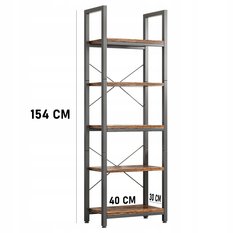 Regał otwarty 154x40x30 cm na książki drabinka wysoki szafka loft metalowa industrialny do salonu - Miniaturka zdjęcia nr 9